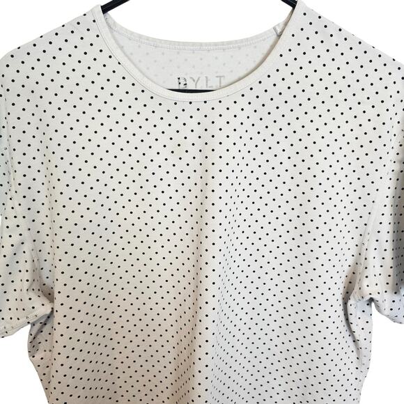 BYLT Drop Cut Lux Bylt Shirt Polka Dot Shirt Men L White Black Athletic Shirt - Picture 2 of 7